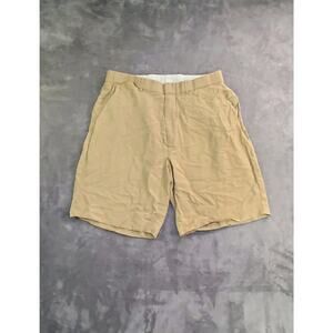 VTG Polo Ralph Lauren Sz 33 Silk Linen Shorts Pleated Mens Khaki Lightweight C24